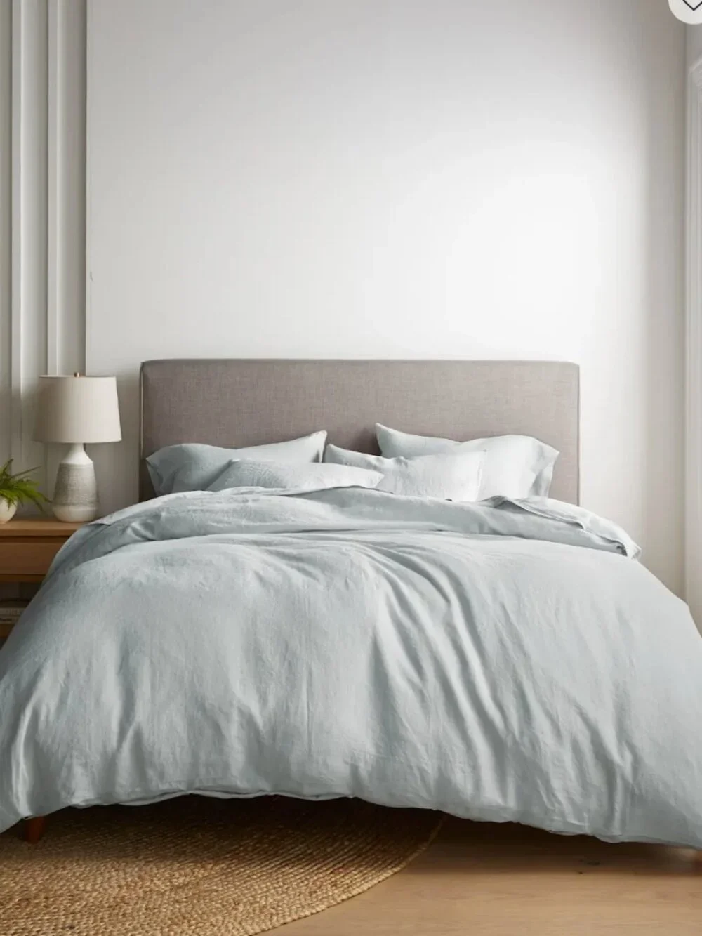 NIB Quince European Linen Duvet Cover - Queen - Mist